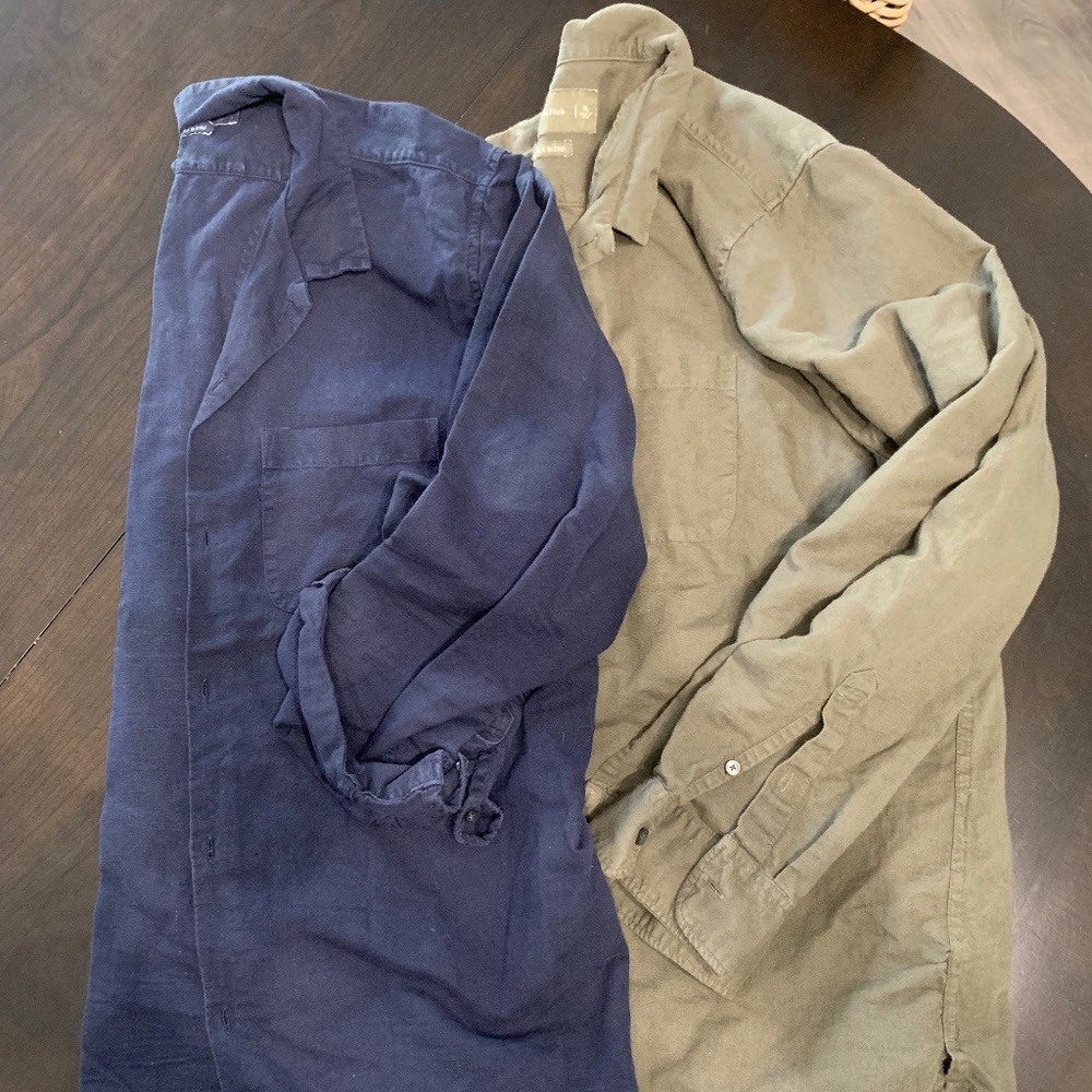 Abercrombie Linen Blend Camp Shirts Long Sleeve